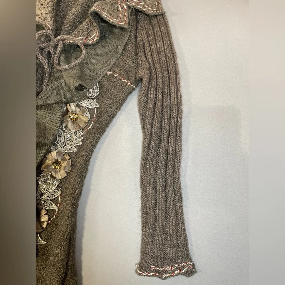 Forla Paris Drape-Front Ruffle Duster Cardigan, Bohemian & Romantic - Medium - Picture 12 of 17